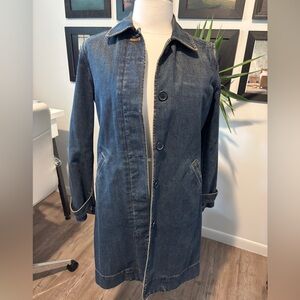 GAP, Blue Denim Vintage Long Jean Jacket, size small,
